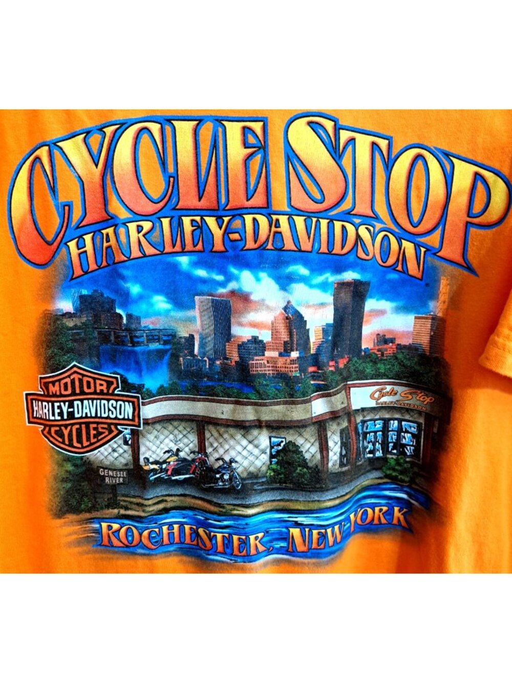 Harley-Davidson Men's L Deep Orange Short Sleeve T-Shirt Rochester NY